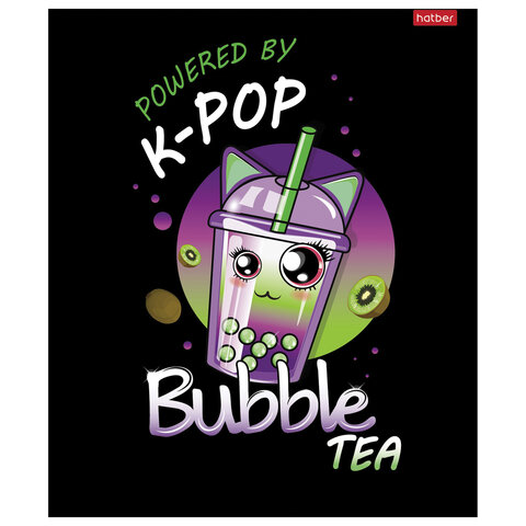 Тетрадь А5, 48 л., HATBER скоба, клетка, глянцевая ламинация, "Bubble