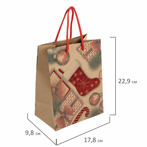 Пакет подарочный новогодний 17,8x9,8x22,9 см ЗОЛОТАЯ СКАЗКА "Christmas Пакет подарочный новогодний 17,8x9,8x22,9 см ЗОЛОТАЯ СКАЗКА "Christmas