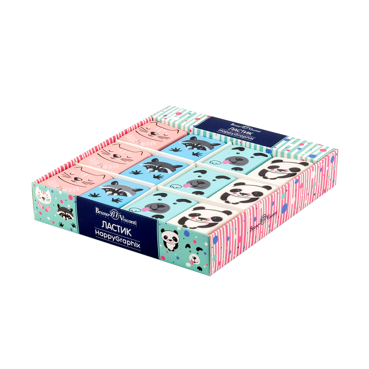 ЛАСТИК "HappyGraphix. Милашки-мордашки", 4 цвета ЛАСТИК "HappyGraphix. Милашки-мордашки", 4 цвета