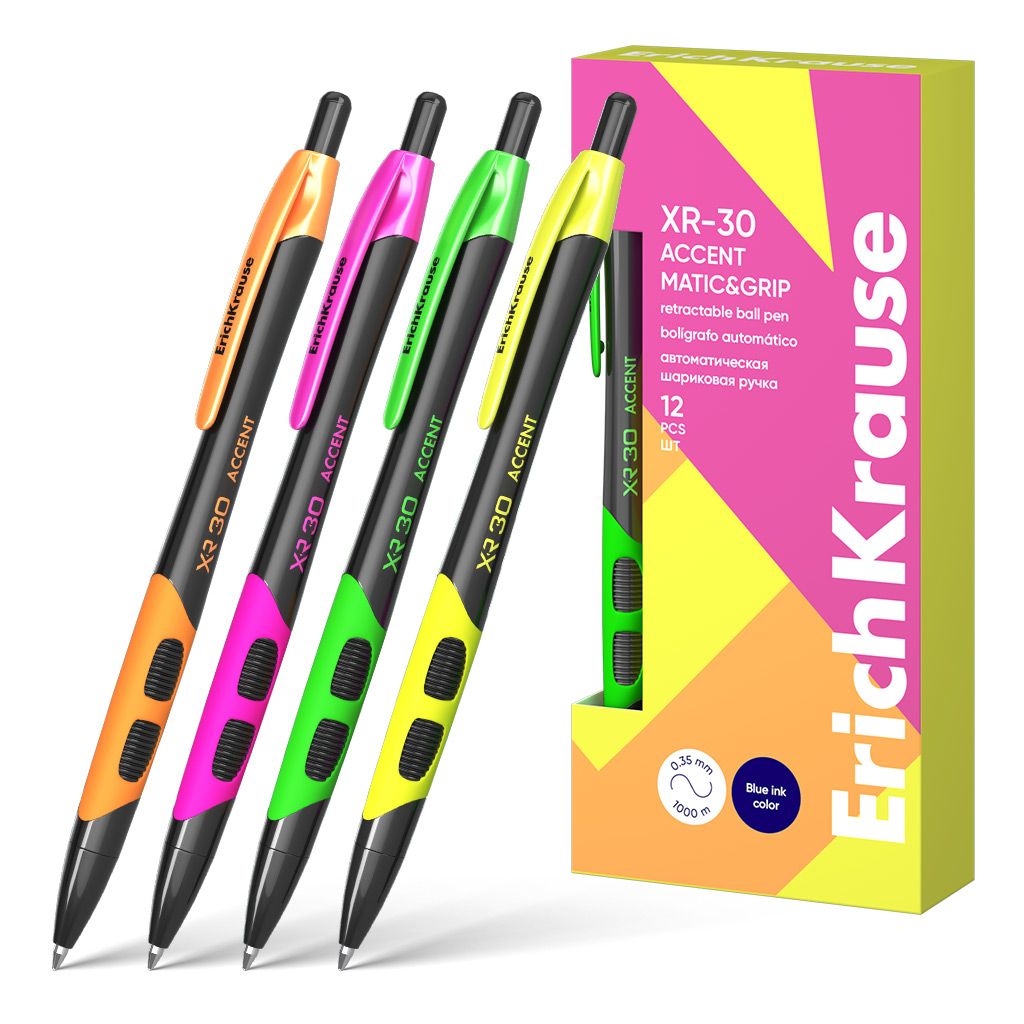 Ручка шариковая автоматическая ErichKrause XR-30 Matic&Grip Accent 0.7, цвет Ручка шариковая автоматическая ErichKrause XR-30 Matic&Grip Accent 0.7, цвет