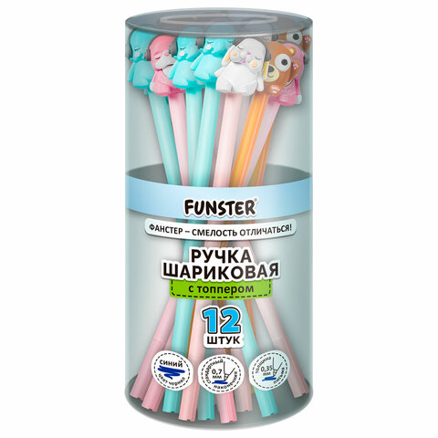 Ручка с топпером шариковая масляная FUNSTER (ФАНСТЕР) "TOPPER MIX",