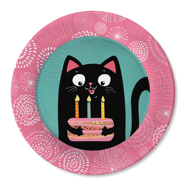 Набор бумажных тарелок Кошки, 6 штук d=180 мм. Набор бумажных тарелок Кошки, 6 штук d=180 мм.