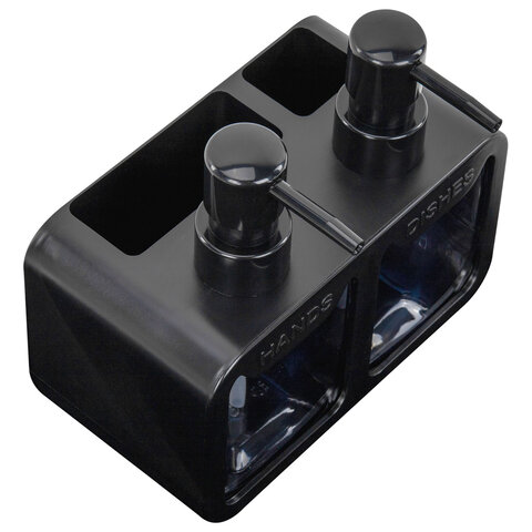 Дозатор DOUBLE для мыла/геля и моющего средства/шампуня, 2х350 мл, органайзер