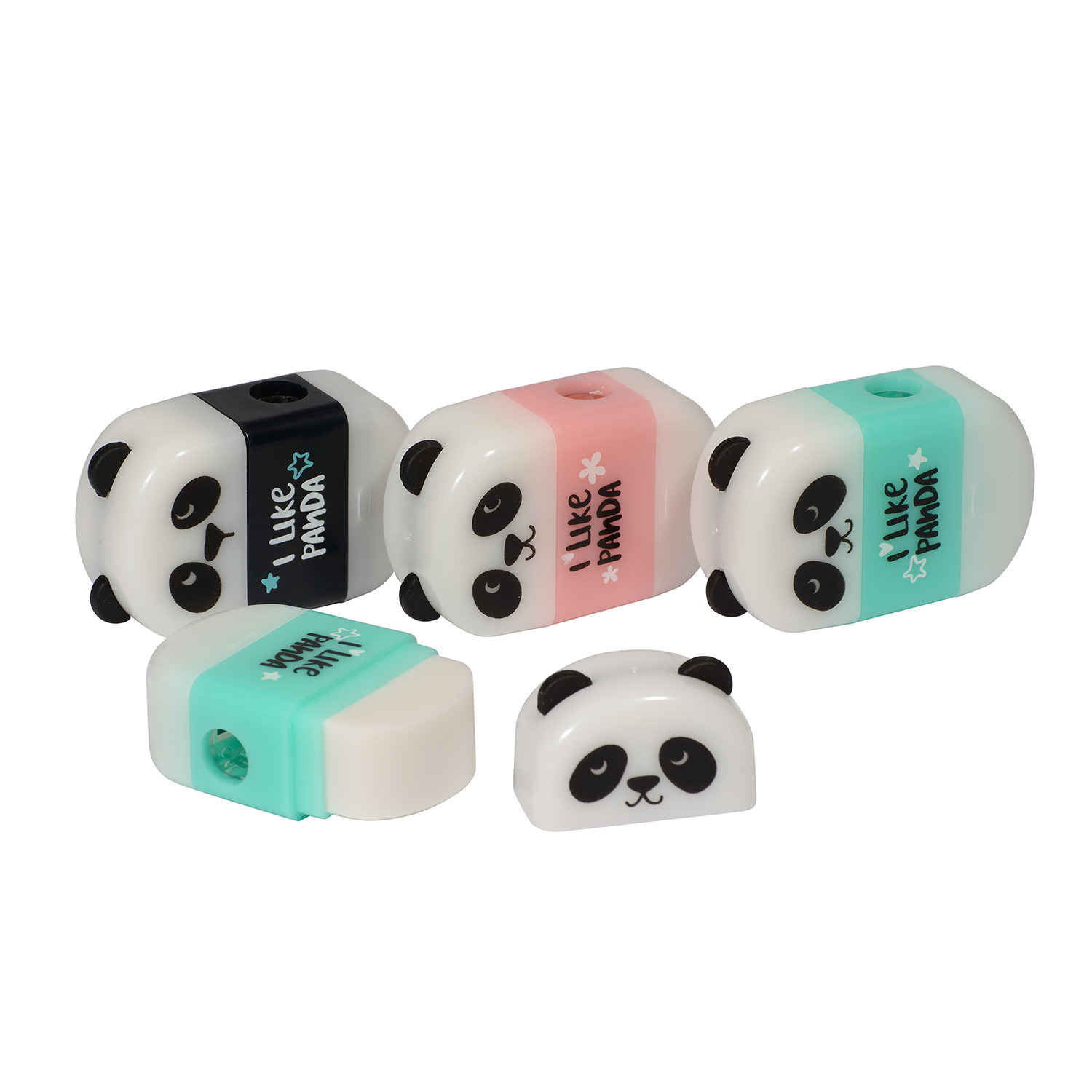 ТОЧИЛКА С КОНТЕЙНЕРОМ И ЛАСТИКОМ "FunGraphix. Панда", 3 цвета ТОЧИЛКА С КОНТЕЙНЕРОМ И ЛАСТИКОМ "FunGraphix. Панда", 3 цвета