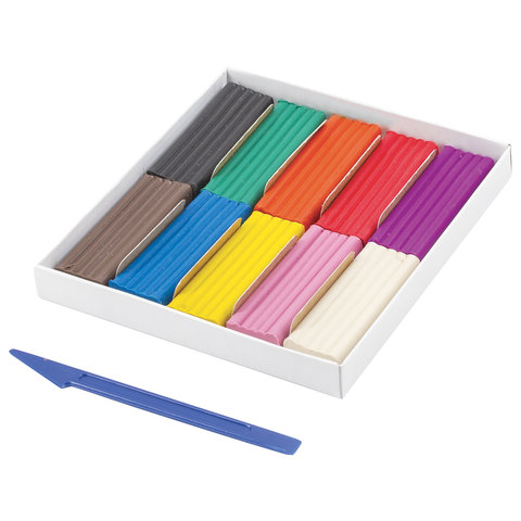 Пластилин классический BRAUBERG "АКАДЕМИЯ", 10 цветов, 200 г, со