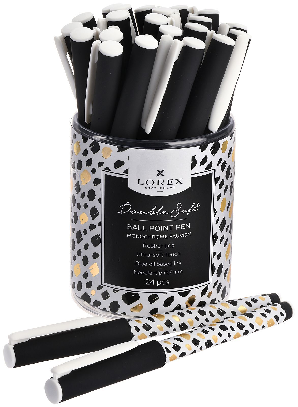 Ручка масляная LOREX MONOCHROME FAUVISM DOUBLE SOFT синий 0,7 мм черно-бел. Ручка масляная LOREX MONOCHROME FAUVISM DOUBLE SOFT синий 0,7 мм черно-бел.