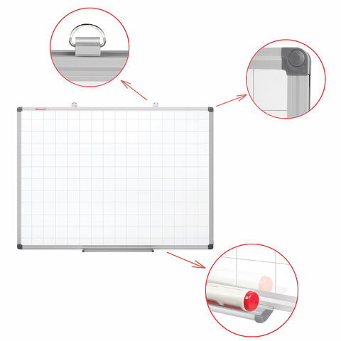 Доска магнитно-маркерная В КЛЕТКУ, 60х90 см, алюминиевая рамка, BRAUBERG Доска магнитно-маркерная В КЛЕТКУ, 60х90 см, алюминиевая рамка, BRAUBERG