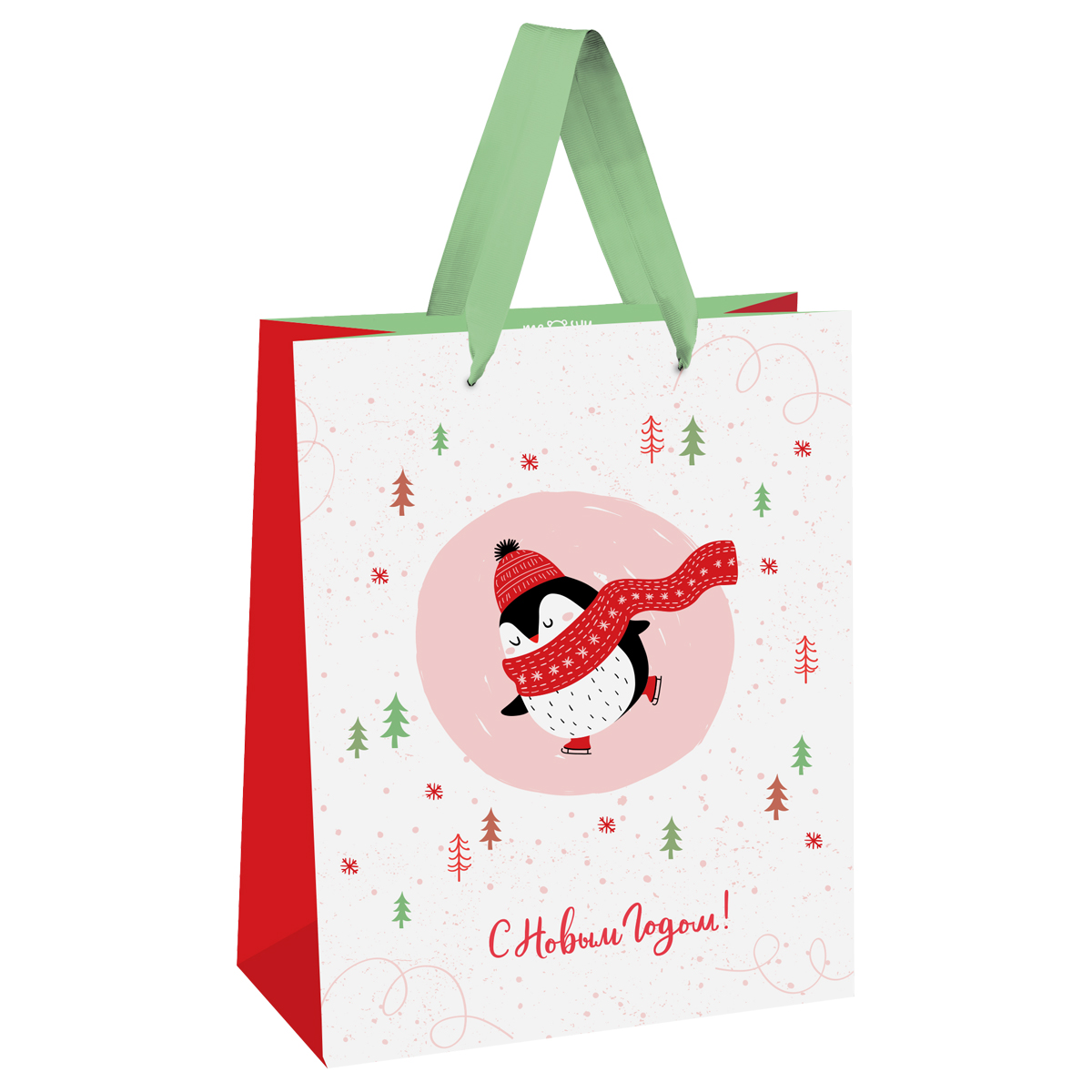 Пакет подарочный 26*32*12см MESHU "С Новым годом", отд. фольгой, Пакет подарочный 26*32*12см MESHU "С Новым годом", отд. фольгой,