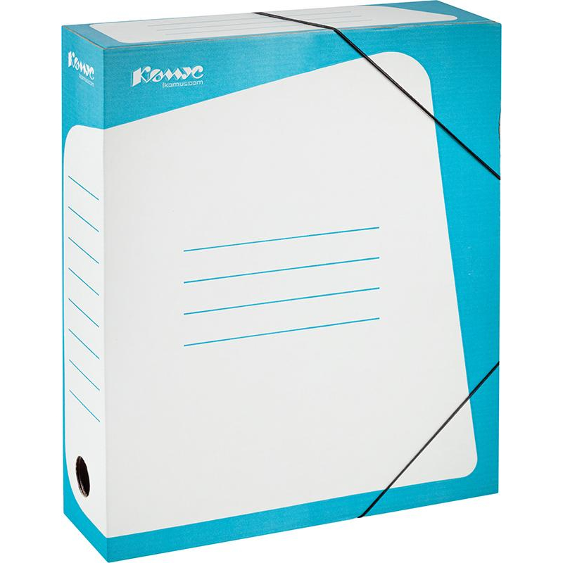 Короб архивный Комус гофрокартон,75 мм бирюзовый корешок Короб архивный Комус гофрокартон,75 мм бирюзовый корешок