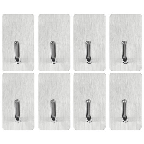 Крючки самоклеящиеся универсальные 2,5x4,5 см, КОМПЛЕКТ 8 шт., сталь,