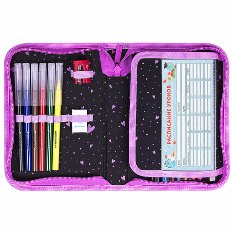 Пенал BRAUBERG с наполнением, 1 отделение, 1 откидная планка, 24 предмета, 21х14 Пенал BRAUBERG с наполнением, 1 отделение, 1 откидная планка, 24 предмета, 21х14