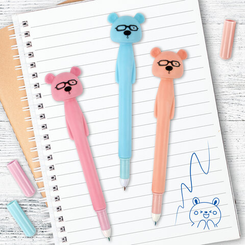 Ручка фигурная шариковая ЮНЛАНДИЯ "Мишка", мягкий силиконовый корпус, Ручка фигурная шариковая ЮНЛАНДИЯ "Мишка", мягкий силиконовый корпус,