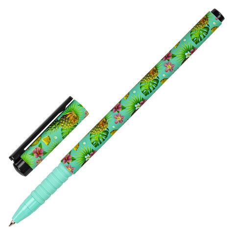 Ручка шариковая BRAUBERG SOFT TOUCH GRIP "PINEAPPLE", СИНЯЯ, мягкое Ручка шариковая BRAUBERG SOFT TOUCH GRIP "PINEAPPLE", СИНЯЯ, мягкое