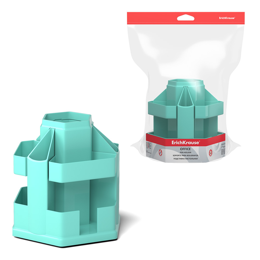 Подставка настольная пластиковая вращающаяся Erich Krause Office, Pastel Mint, Подставка настольная пластиковая вращающаяся Erich Krause Office, Pastel Mint,