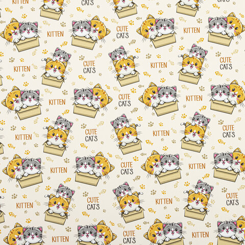 Бумага упаковочная "Funny Animals", 70x100 см, 10 дизайнов ассорти,