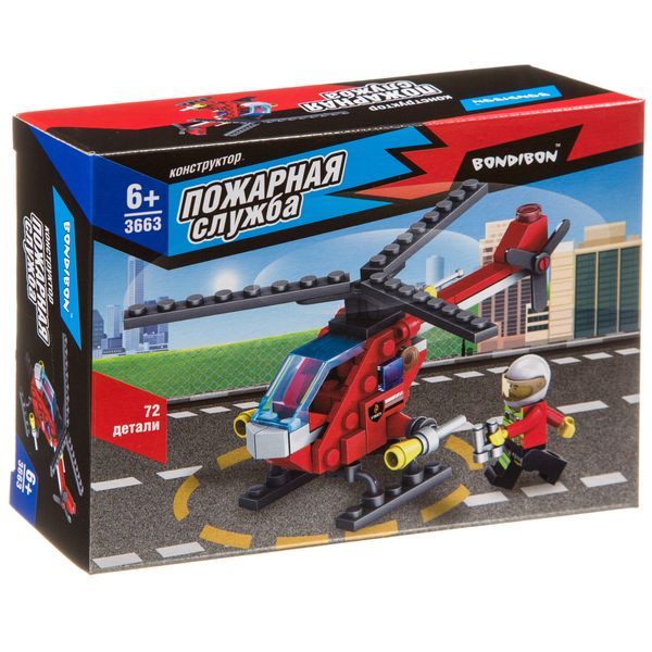 Конструктор Bondibon, Пожарная Служба, Вертолет, 72 дет., BOX Конструктор Bondibon, Пожарная Служба, Вертолет, 72 дет., BOX