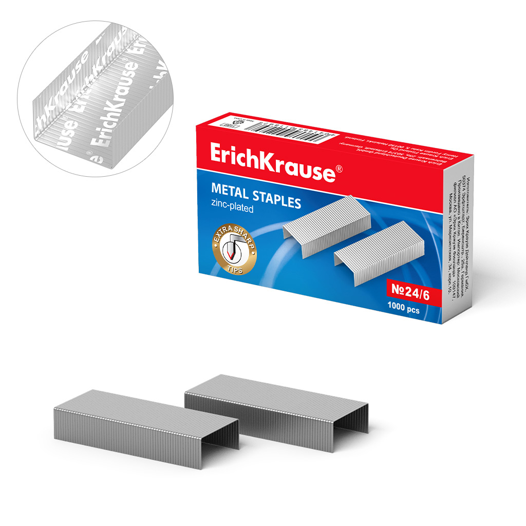 Скобы №24/6 Erich Krause (коробка 1000 шт.) Скобы №24/6 Erich Krause (коробка 1000 шт.)