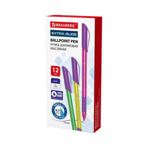 Ручка шариковая масляная с грипом BRAUBERG "Extra Glide GT Color",