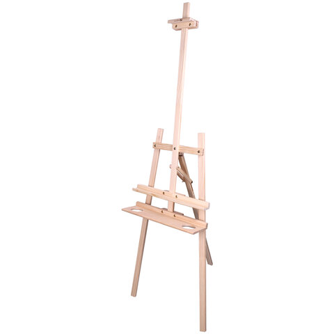 Мольберт напольный из сосны Лира с полкой, 55х170х120 см, высота холста до 120