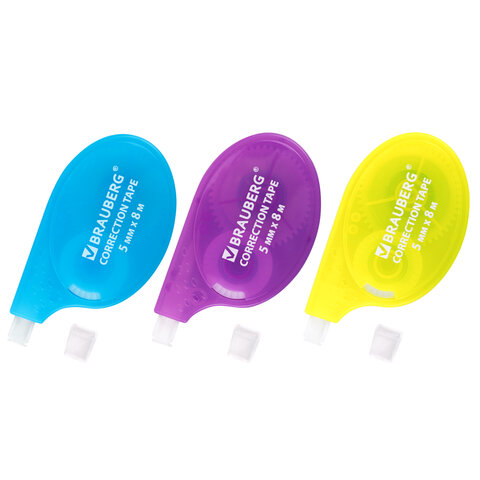 Корректирующая лента BRAUBERG ULTRA NEON, 5 мм х 8 м, ВЫГОДНАЯ УПАКОВКА 3 штуки Корректирующая лента BRAUBERG ULTRA NEON, 5 мм х 8 м, ВЫГОДНАЯ УПАКОВКА 3 штуки