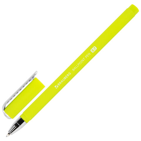 Ручка шариковая BRAUBERG SOFT TOUCH STICK "NEON", СИНЯЯ, мягкое