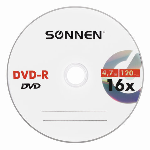 Диск DVD-R SONNEN 4,7 Gb 16x Bulk (термоусадка без шпиля), КОМПЛЕКТ 50 шт.,