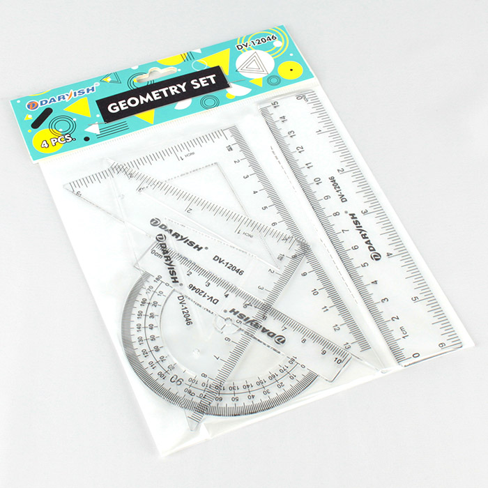 Набор геометрический "Darvish" 4 предмета (линейка 15 см+ транспортир+ Набор геометрический "Darvish" 4 предмета (линейка 15 см+ транспортир+