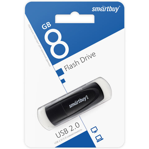 Флеш-диск 8 GB SMARTBUY Scout USB 2.0, черный, SB008GB2SCK Флеш-диск 8 GB SMARTBUY Scout USB 2.0, черный, SB008GB2SCK