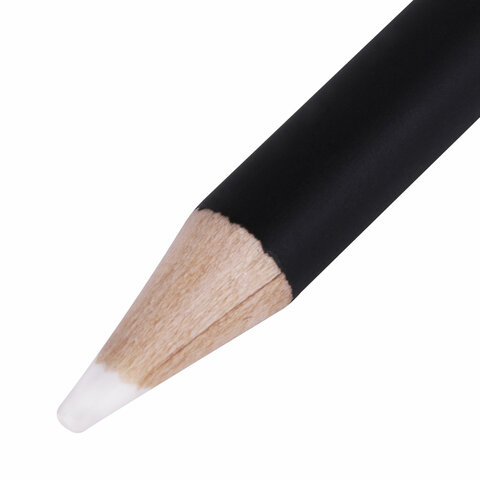 Карандаш БЕЛЫЙ художественный мягкий, 1 штука, грифель 3,3 мм, BRAUBERG ART