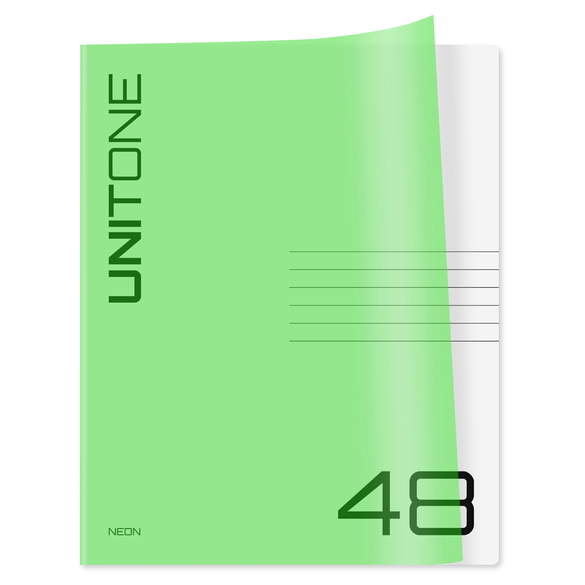 Тетрадь 48л. клетка BG "UniTone. Neon", пластиковая обложка, неон Тетрадь 48л. клетка BG "UniTone. Neon", пластиковая обложка, неон