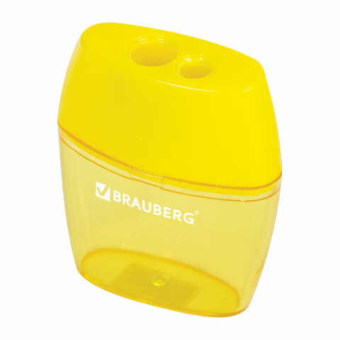 Точилка BRAUBERG "Diamond Dual" с контейнером, пластиковая, овальная, Точилка BRAUBERG "Diamond Dual" с контейнером, пластиковая, овальная,