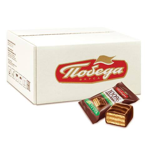 Конфеты ПОБЕДА ВКУСА "Чаржед" вафельные, БЕЗ САХАРА, в молочном Конфеты ПОБЕДА ВКУСА "Чаржед" вафельные, БЕЗ САХАРА, в молочном