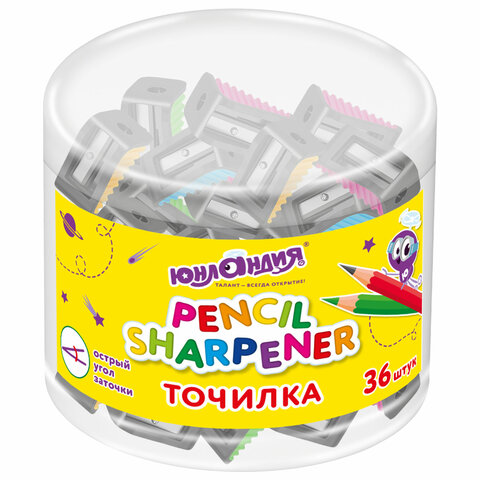 Точилка ЮНЛАНДИЯ "СВЕТЛЯЧОК", яркие цвета ассорти, 272504 Точилка ЮНЛАНДИЯ "СВЕТЛЯЧОК", яркие цвета ассорти, 272504
