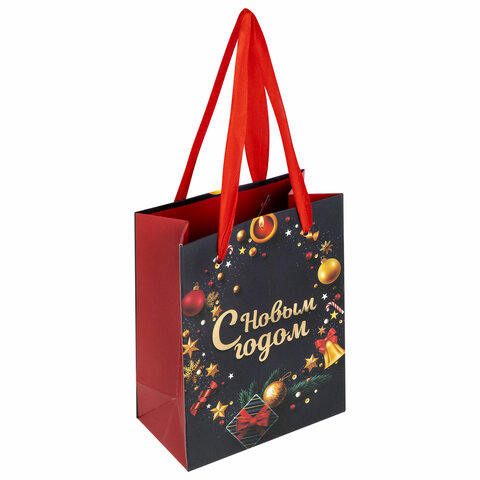 Пакет подарочный новогодний 11,4x6,4x14,6 см ЗОЛОТАЯ СКАЗКА "New Year" Пакет подарочный новогодний 11,4x6,4x14,6 см ЗОЛОТАЯ СКАЗКА "New Year"