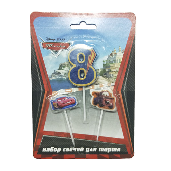 Свечи для торта Дисней Тачки (цифра 8, тачки 2 шт) Свечи для торта Дисней Тачки (цифра 8, тачки 2 шт)