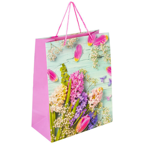 Пакет подарочный 26,5x12,7x33 см ЗОЛОТАЯ СКАЗКА "Spring Flowers", Пакет подарочный 26,5x12,7x33 см ЗОЛОТАЯ СКАЗКА "Spring Flowers",