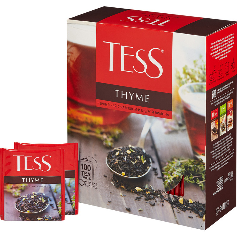 Чай черный TESS Тайм с чебрецом и цедрой лимона 100 пак/уп Чай черный TESS Тайм с чебрецом и цедрой лимона 100 пак/уп