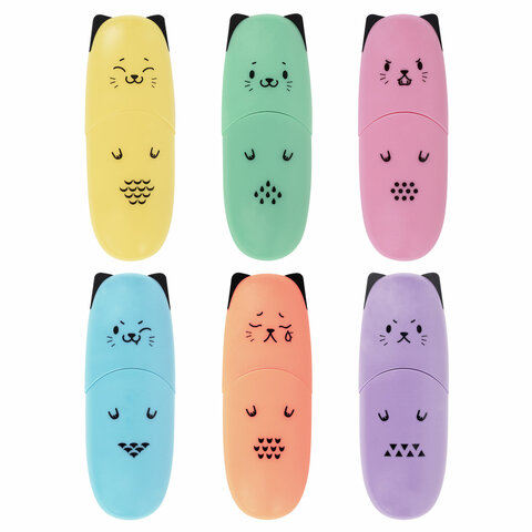 Набор текстовыделителей мини 6 ЦВЕТОВ BRAUBERG KIDS "CUTE CATS Набор текстовыделителей мини 6 ЦВЕТОВ BRAUBERG KIDS "CUTE CATS
