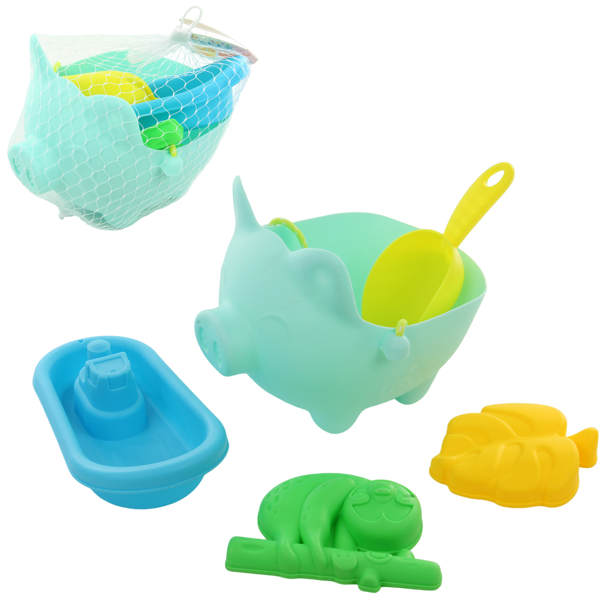 Песочный набор "Свинка", 5 предметов, сетка Песочный набор "Свинка", 5 предметов, сетка