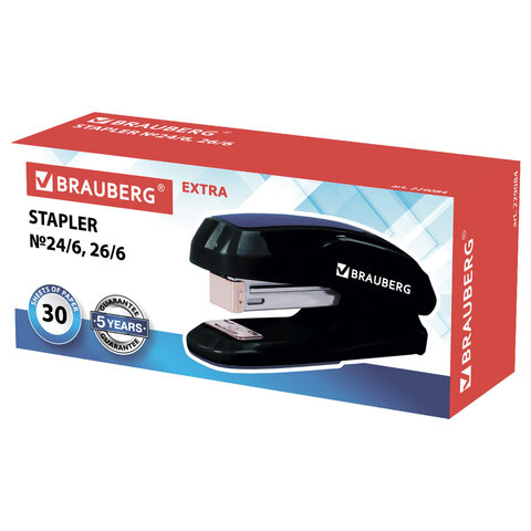 Степлер №24/6, 26/6 BRAUBERG "Extra", до 30 листов, черно-синий, Степлер №24/6, 26/6 BRAUBERG "Extra", до 30 листов, черно-синий,
