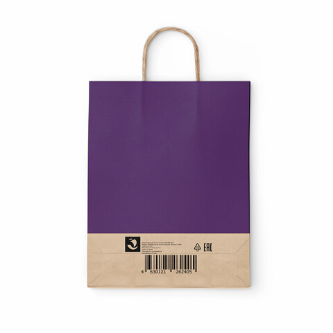 Крафт-пакет бумажный "Dark violet" 26х15х35 см, с кручеными ручками, Крафт-пакет бумажный "Dark violet" 26х15х35 см, с кручеными ручками,