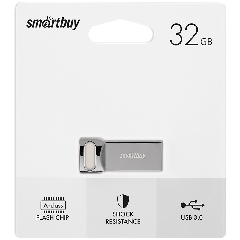 Память Smart Buy "M2" 32GB, USB 3.0 Flash Drive, серебристый (металл.
