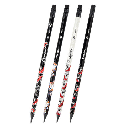 Карандаш чернографитный с принтом BRAUBERG "FISH KOI", 1 шт., HB, с