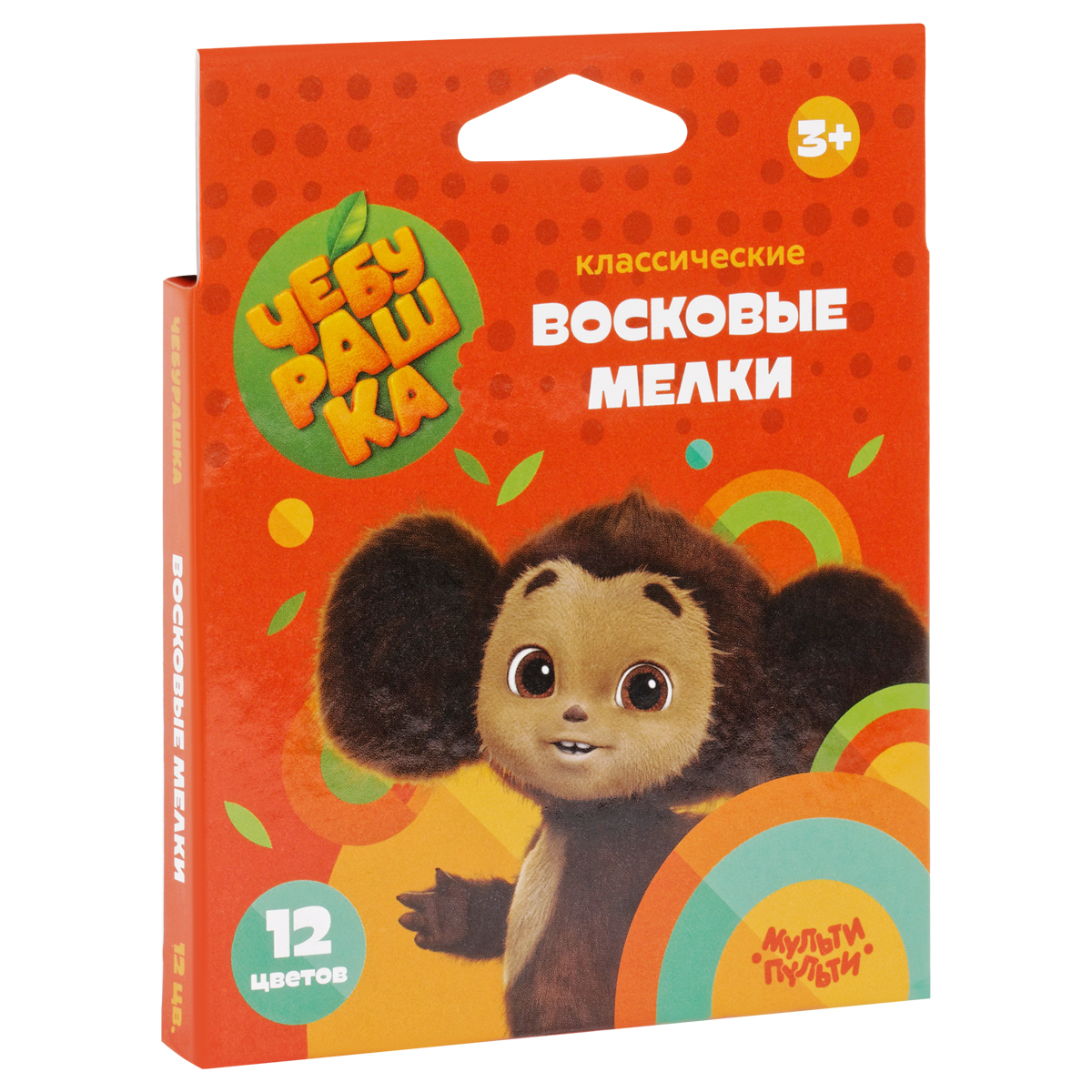 Мелки восковые Мульти-Пульти "Чебурашка", 12цв., круглые, картон, Мелки восковые Мульти-Пульти "Чебурашка", 12цв., круглые, картон,
