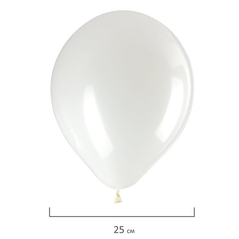 Шары воздушные ЗОЛОТАЯ СКАЗКА, 10" (25 см), КОМПЛЕКТ 50 штук, белые, пакет,
