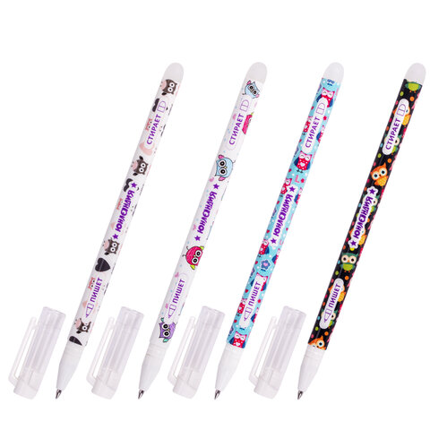 Ручка стираемая гелевая ЮНЛАНДИЯ "Совята", СИНЯЯ, корпус ассорти, узел Ручка стираемая гелевая ЮНЛАНДИЯ "Совята", СИНЯЯ, корпус ассорти, узел