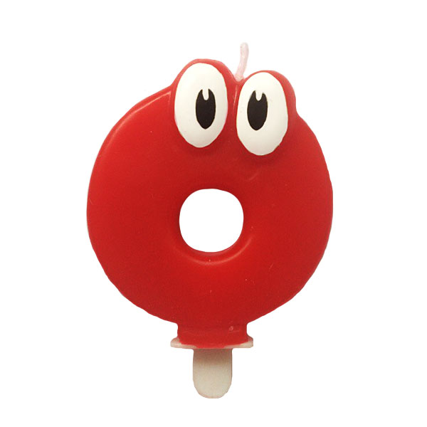 Свеча Цифра 0 Красная С глазками 6,5см Свеча Цифра 0 Красная С глазками 6,5см