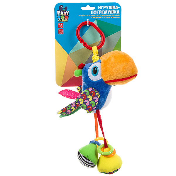 Мягкая игрушка-подвеска "ТУКАН" 25см с растяжкой и колечками Baby You Мягкая игрушка-подвеска "ТУКАН" 25см с растяжкой и колечками Baby You