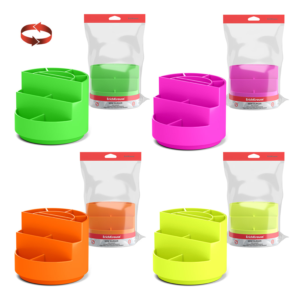 Подставка настольная вращающаяся пластиковая ErichKrause® Mini Burger, Neon Подставка настольная вращающаяся пластиковая ErichKrause® Mini Burger, Neon