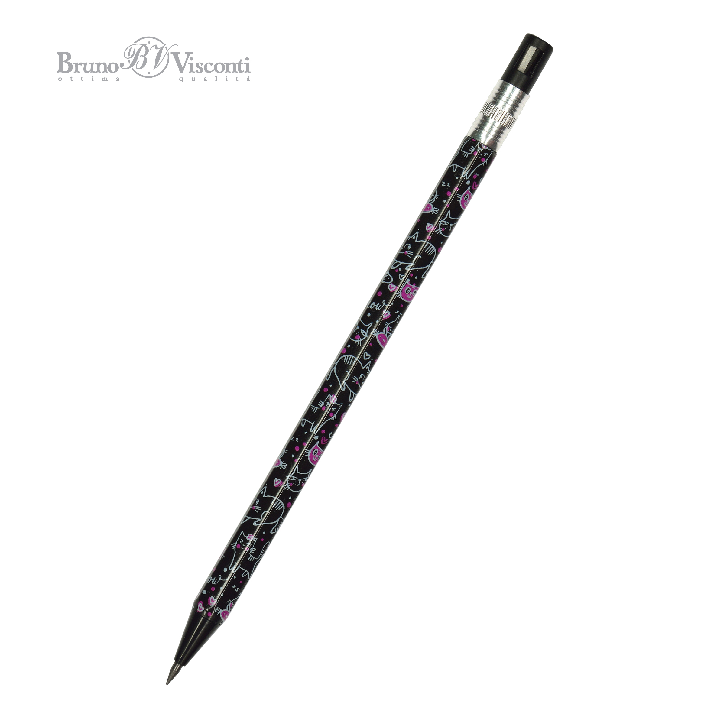 КАРАНДАШ МЕХАНИЧЕСКИЙ ЦАНГОВЫЙ С ТОЧИЛКОЙ "FunGraphix. Черные котята" КАРАНДАШ МЕХАНИЧЕСКИЙ ЦАНГОВЫЙ С ТОЧИЛКОЙ "FunGraphix. Черные котята"